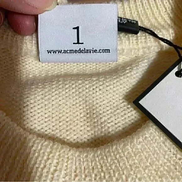 Acme de La Vie Sweater XS Ivory Nordic Bear Pattern Wool Blend Women’s NWT - Picture 9 of 9